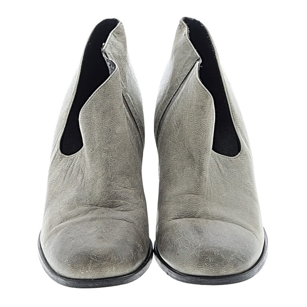 LMT: Free People Terrah Ankle Boots Distressed Leather Block Heel Booties Grey